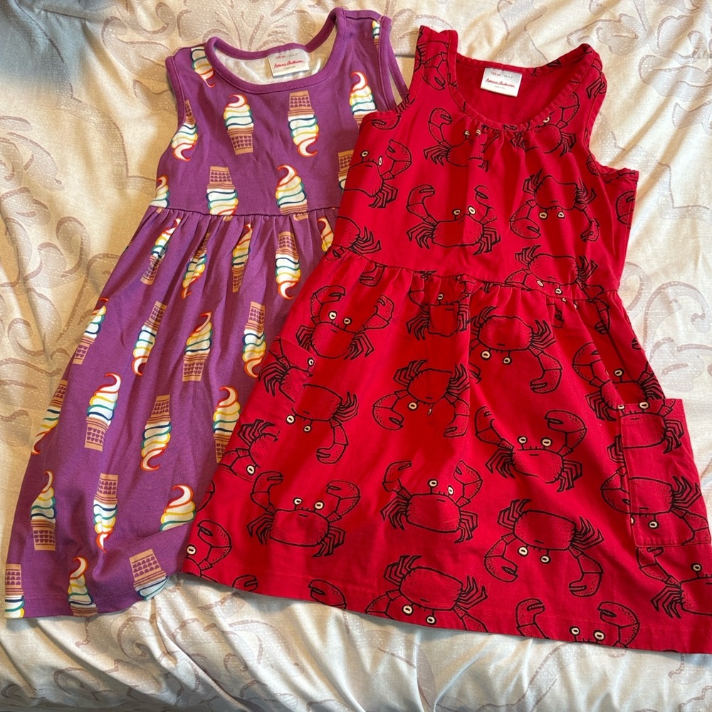 Hanna Andersson Ice Cream and Crab pocketed Dresses